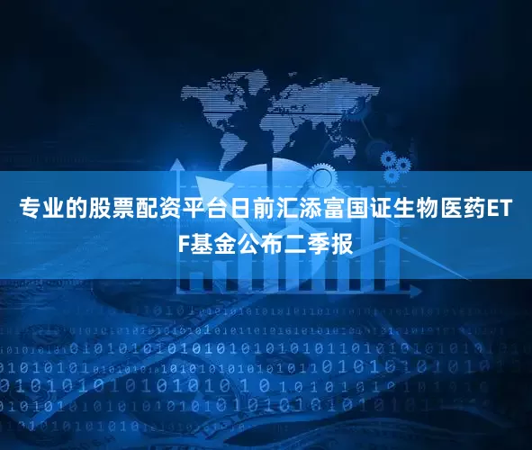 专业的股票配资平台日前汇添富国证生物医药ETF基金公布二季报